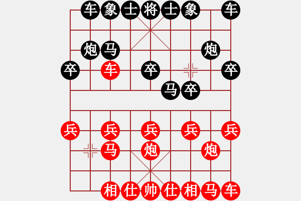 象棋棋谱图片：左中炮对屏风马 - 步数：10 