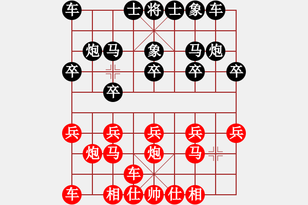 象棋棋譜圖片：測(cè)評(píng)后手對(duì)中炮橫車(chē) - 步數(shù)：10 