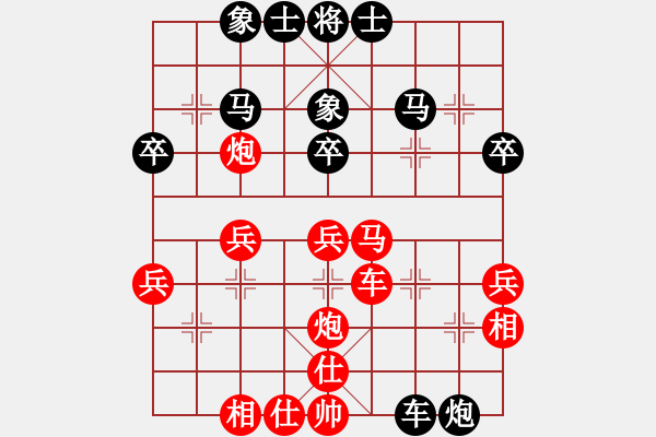 象棋棋譜圖片：中炮七路馬對(duì)屏風(fēng)馬 紅左馬盤河 四川 李少庚 勝 廣東 李鴻嘉 - 步數(shù)：40 