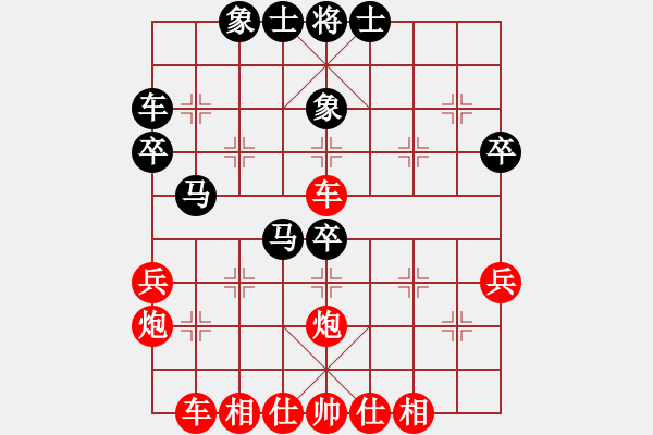 象棋棋譜圖片：順炮黑緩開車進(jìn)7卒左橫車（旋風(fēng)勝巫師業(yè)余級(jí)） - 步數(shù)：40 