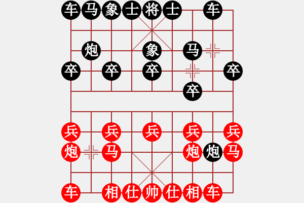 象棋棋谱图片：河北省体育局棋牌运动中心 张韶航 和 浙江省智力运动管理中心 周珈亦 - 步数：10 