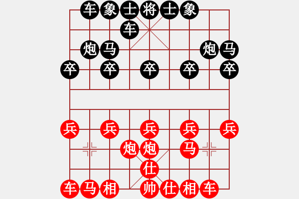 象棋棋譜圖片：執(zhí)后采用云夢戰(zhàn)士(6段)-負(fù)-轟天雷凌振(7段) 中炮對單提馬橫車 - 步數(shù)：10 