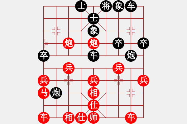 象棋棋譜圖片：太湖戰(zhàn)神一(天罡)-勝-龍飛(天罡)五七炮對(duì)屏風(fēng)馬進(jìn)1卒 - 步數(shù)：30 