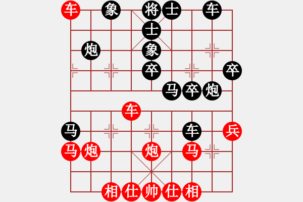 象棋棋譜圖片：五七炮進(jìn)三兵對(duì)屏風(fēng)馬3卒大出車(chē)之黑花士象 - 步數(shù)：40 