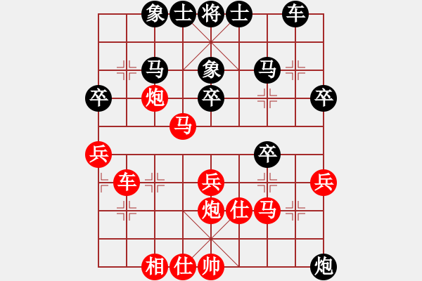 象棋棋譜圖片：五七炮雙棄兵對(duì)反宮馬卒3平2變【8】 - 步數(shù)：35 