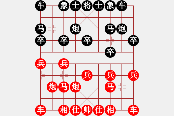 象棋棋谱图片：二6-1 安徽蚌埠李冰先胜安徽滁州商泽民 - 步数：10 