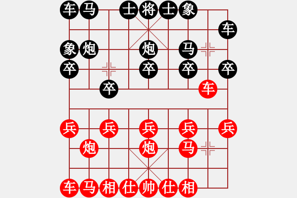 象棋棋譜圖片：順炮橫車(chē)應(yīng)直車(chē)過(guò)河（旋風(fēng)勝巫師業(yè)余級(jí)） - 步數(shù)：10 