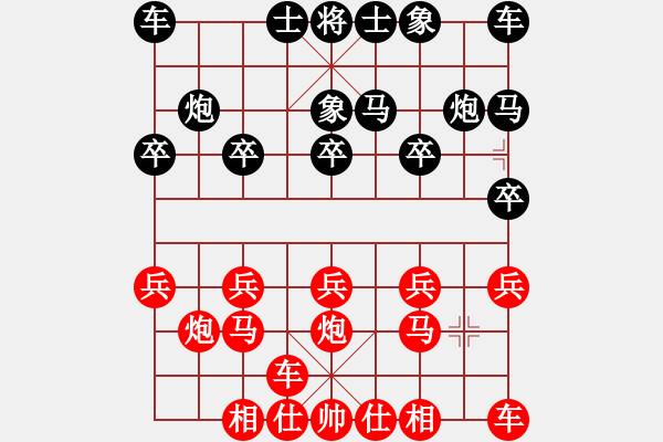 象棋棋譜圖片：中炮對拐角馬（紅勝） - 步數(shù)：10 