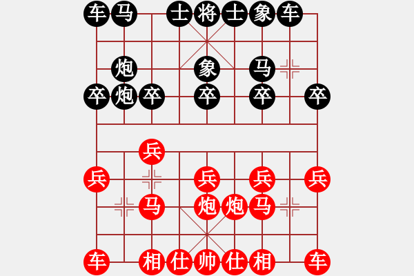 象棋棋譜圖片：左疊炮之棄馬橫殺：自由空間之戰(zhàn)神1399[紅] -VS- 棋苑大怪[黑] - 步數(shù)：10 