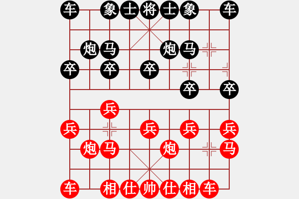 象棋棋谱图片：士角炮--进7卒（红先和 深赛7） - 步数：10 