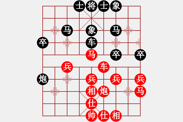 象棋棋谱图片：士角炮--进7卒（红先和 深赛7） - 步数：30 