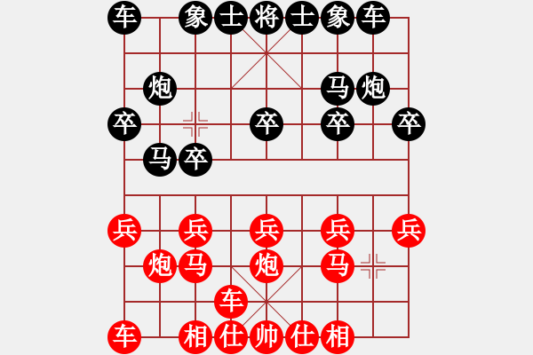 象棋棋譜圖片：起馬轉(zhuǎn)中炮（黑勝） - 步數(shù)：10 