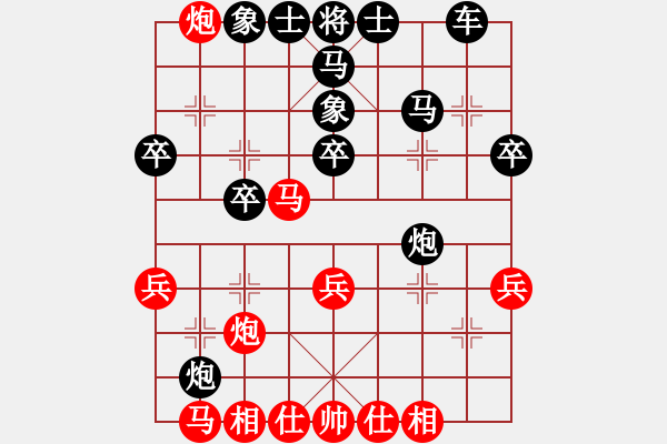 象棋棋譜圖片：半湖煙雨[紅] VS 無名氏[黑] - 步數(shù)：30 