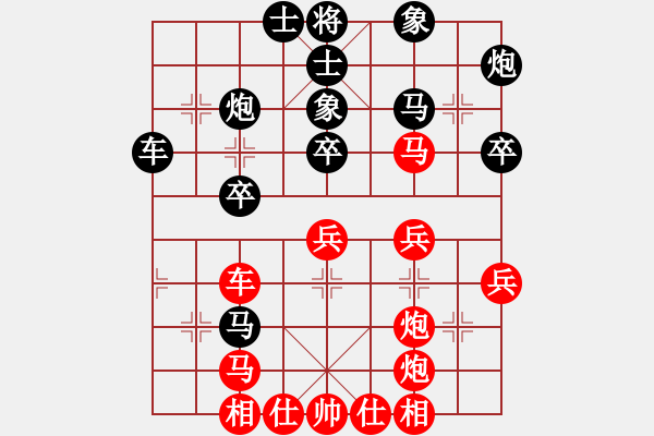 象棋棋譜圖片：李謐的瑪父(月將)-和-南北劍客(9段)五七炮互進(jìn)三兵對(duì)屏風(fēng)馬右馬外盤河 紅左橫車對(duì)黑飛右象 - 步數(shù)：40 