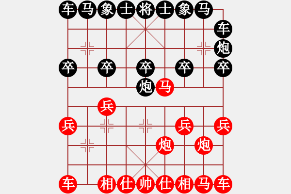 象棋棋譜圖片：9610局 E03-仙人指路對(duì)中炮-旋九專雙核-菜鳥 紅先負(fù) 小蟲引擎24層 - 步數(shù)：10 