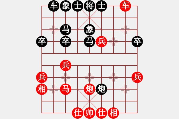 象棋棋譜圖片：中炮七路馬對(duì)屏風(fēng)馬>雙炮過(guò)河<(六) - 步數(shù)：40 