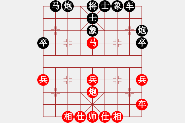 象棋棋谱图片：2023.8.22.1周年赛后胜五八炮进三兵缓开车对左三步虎 - 步数：40 