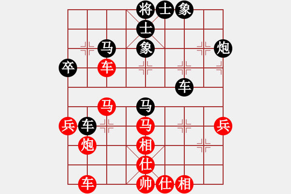 象棋棋谱图片：红蓝棋股(天帝)-和-吾乃人中杰(9段) - 步数：40 