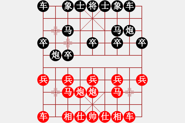 象棋棋譜圖片：《學(xué)習(xí)大師先手》五六炮右車過河破屏風(fēng)馬右炮巡河進(jìn)3卒（中炮打卒換馬） - 步數(shù)：10 