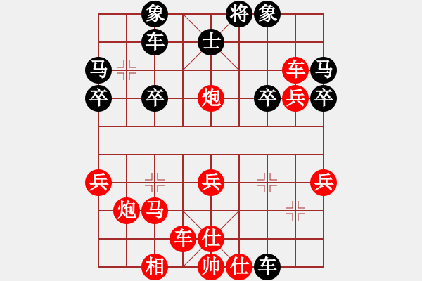 象棋棋譜圖片：中炮雙橫車進3兵對疊炮（旋風V7.0先勝巫師業(yè)余級） - 步數(shù)：40 