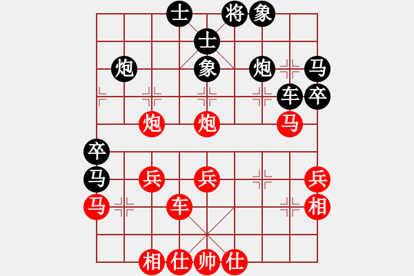 象棋棋譜圖片：wangzaiyue(風(fēng)魔)-和-千里笑(電神)五七炮互進(jìn)三兵對(duì)屏風(fēng)馬邊卒右馬外盤河 紅左橫車對(duì)黑飛 - 步數(shù)：40 