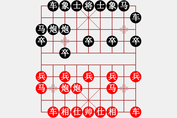 象棋棋譜圖片：過宮炮對黑3路卒左金鉤炮（和棋） - 步數(shù)：10 