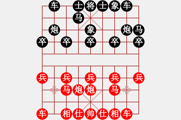 象棋棋譜圖片：池中清水[紅先勝] -VS- hzl5531[黑] 中炮局 - 步數(shù)：10 