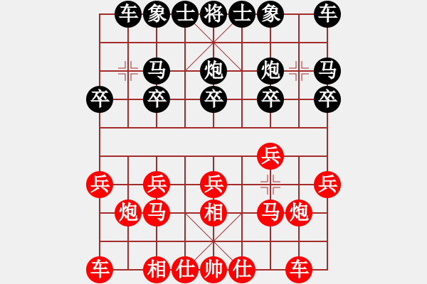 象棋棋譜圖片：卒底炮應仙人指路飛右相（黑勝） - 步數(shù)：10 