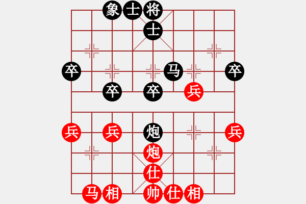 象棋棋谱图片：红炮八进二变例 - 步数：40 