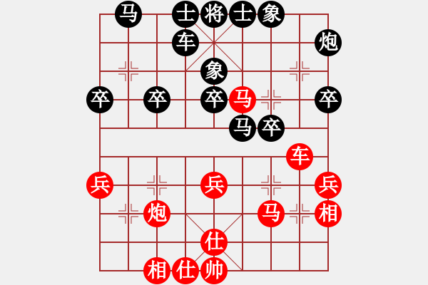 象棋棋譜圖片：五七炮互進(jìn)七兵對(duì)屏風(fēng)馬 喜歡玩玩(6段)-和-魔刀再現(xiàn)(日帥) - 步數(shù)：40 