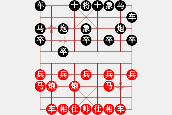 象棋棋譜圖片：過宮炮對黑3路卒3路炮（旋風(fēng)V7.0拆棋）和棋 - 步數(shù)：10 