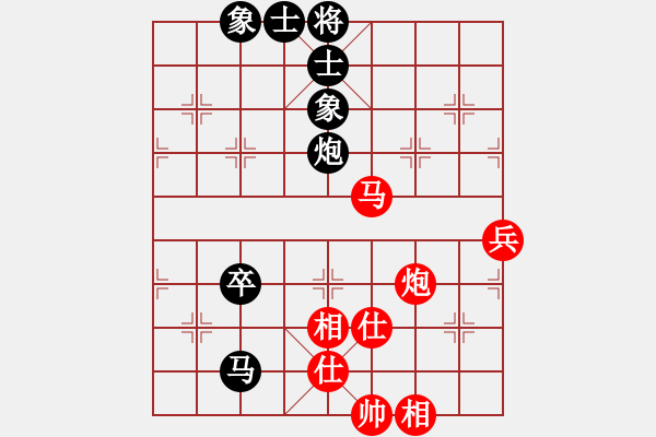 象棋棋譜圖片：【起馬轉仕角炮對進７卒】duongyo(無極)-和-kimbup(北斗) - 步數：85 