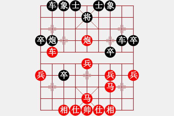 象棋棋譜圖片：少林寺(9段)-勝-生日快樂(lè)(日帥)中炮過(guò)河車互進(jìn)七兵對(duì)屏風(fēng)馬左馬盤河 - 步數(shù)：30 