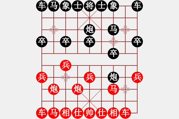 象棋棋譜圖片：六步順炮：老黎的鏟[紅] -VS- 偏鋒炮王[黑] - 步數(shù)：10 