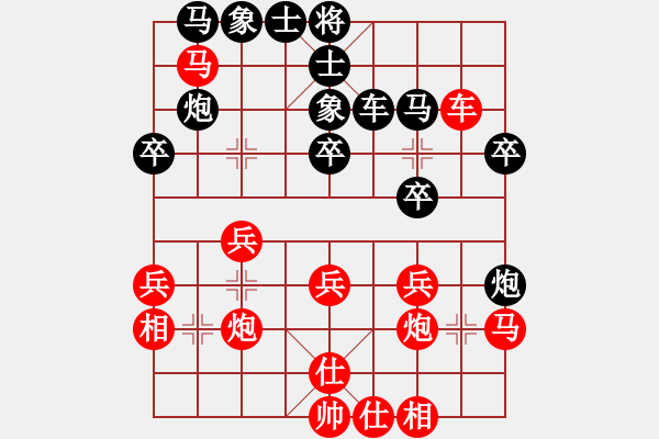 象棋棋譜圖片：初學(xué)者之一(4段)-勝-苦禪(9段) - 步數(shù)：30 