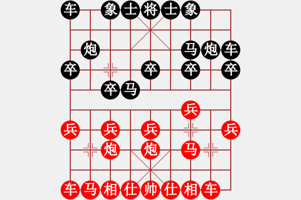 象棋棋譜圖片：五七炮對屏風(fēng)馬進(jìn)３卒 先勝 - 步數(shù)：10 