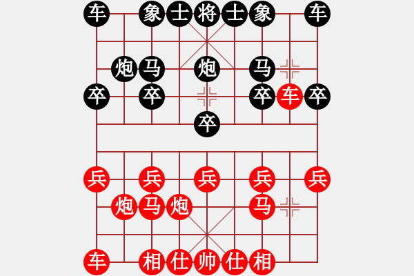 象棋棋譜圖片：五步過(guò)宮炮：偏鋒炮王[紅] -VS- njgdf1234[黑] - 步數(shù)：9 