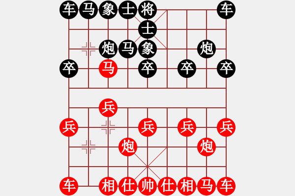 象棋棋谱图片：负分太后 鱼[红] -VS- 行者[黑] - 步数：10 