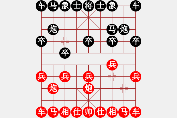 象棋棋譜圖片：炮二平五 馬８進(jìn)７ 兵三進(jìn)一 卒３進(jìn)１[二] - 步數(shù)：4 