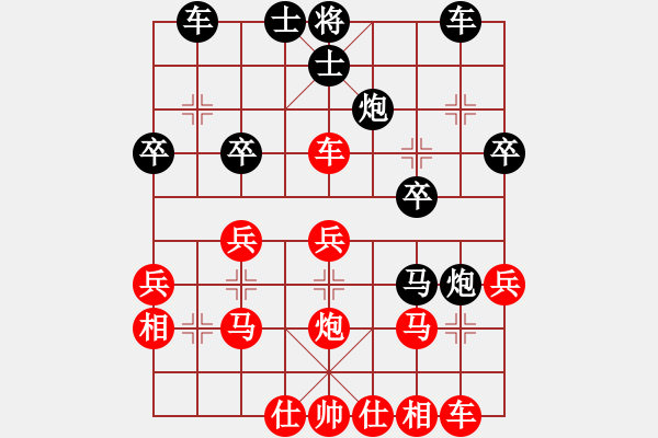 象棋棋譜圖片：小朋友 和 劉祥友 C04 中炮七路馬對(duì)屏風(fēng)馬 紅進(jìn)中兵對(duì)黑雙炮過河 - 步數(shù)：30 