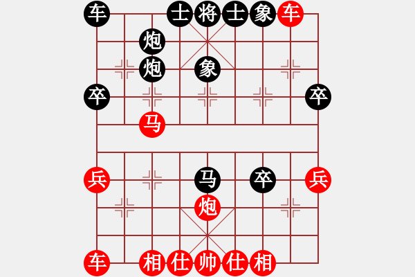 象棋棋譜圖片：中炮過河車互進(jìn)七兵對(duì)屏風(fēng)馬左馬盤河(紅馬八進(jìn)七對(duì)黑卒7進(jìn)1）  叛逆終結(jié)者(1段)-勝-安和象棋(1 - 步數(shù)：30 