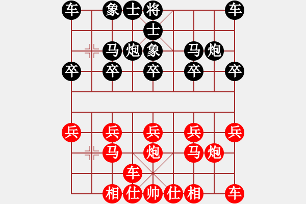 象棋棋譜圖片：中炮對(duì)反宮馬（我紅方先勝Q(mào)Q常侍） - 步數(shù)：10 