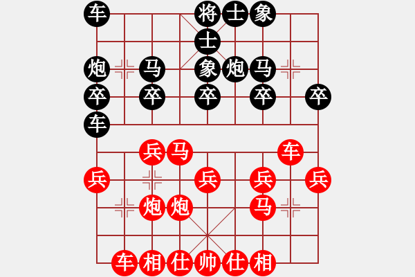 象棋棋谱图片：shaniaodan(2段)-和-shenyi(4段) - 步数：20 