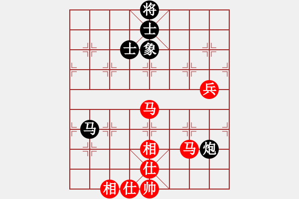 象棋棋谱图片：赢一盘实在难[红先和] -VS- liao_1709[黑] 五八炮互进三兵对屏风马 - 步数：70 