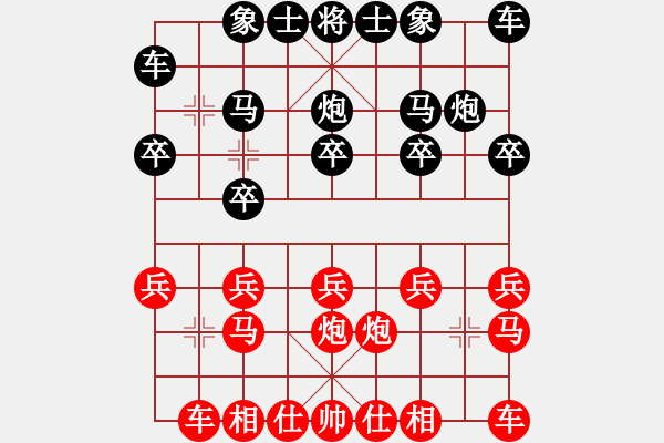 象棋棋譜圖片：順炮9五六炮邊馬對橫車黑勝 - 步數(shù)：10 