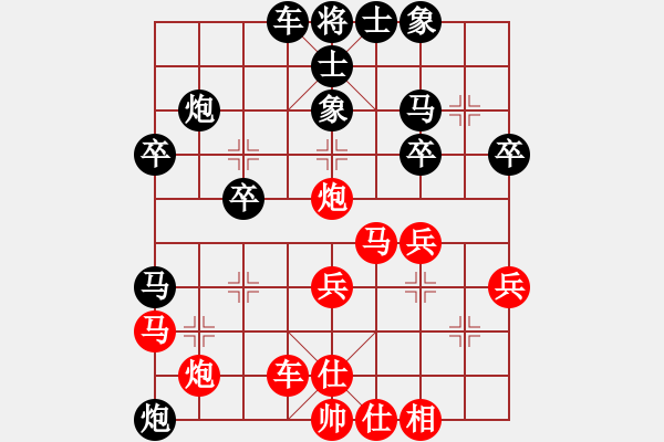 象棋棋譜圖片：中炮三兵對(duì)屏風(fēng)馬左炮封車(chē)分析 - 步數(shù)：30 