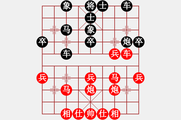 象棋棋譜圖片：葬心紅勝齊樂人【對(duì)兵轉(zhuǎn)兵底炮】 - 步數(shù)：30 