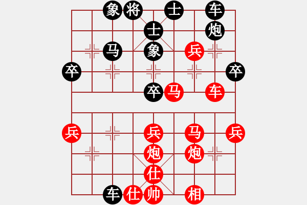 象棋棋譜圖片：葬心紅勝齊樂人【對(duì)兵轉(zhuǎn)兵底炮】 - 步數(shù)：40 