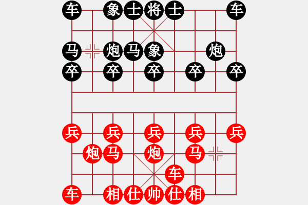 象棋棋譜圖片：中炮對拐角馬（紅勝） - 步數(shù)：10 