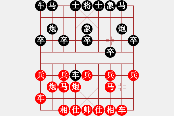 象棋棋譜圖片：過宮炮對黑7路卒飛右象（旋風V7.0拆棋）和棋 - 步數：10 